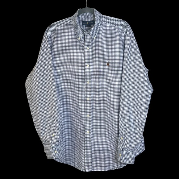 Ralph Lauren Men's Classic Fit Button-Down Shirt Size Large Blue Gingham Check - Picture 1 of 12